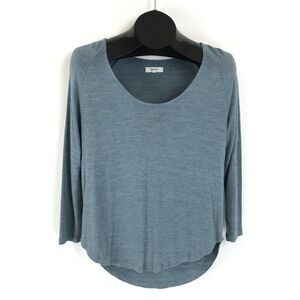 Madewell Anthem Scoop Tee Women's Small Blue 3/4 Sleeves High-Low Curved Hem